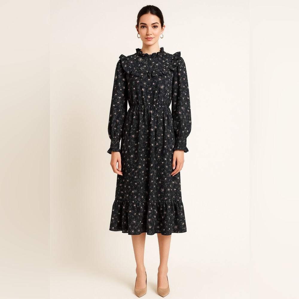 Chic Long Sleeve Floral Dress